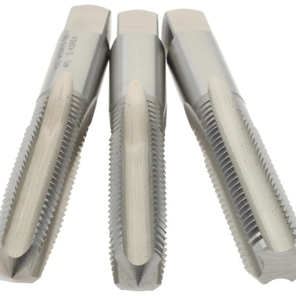 Tap Set: Metric Coarse, 4 Flute, High Speed Steel, Bright Finish