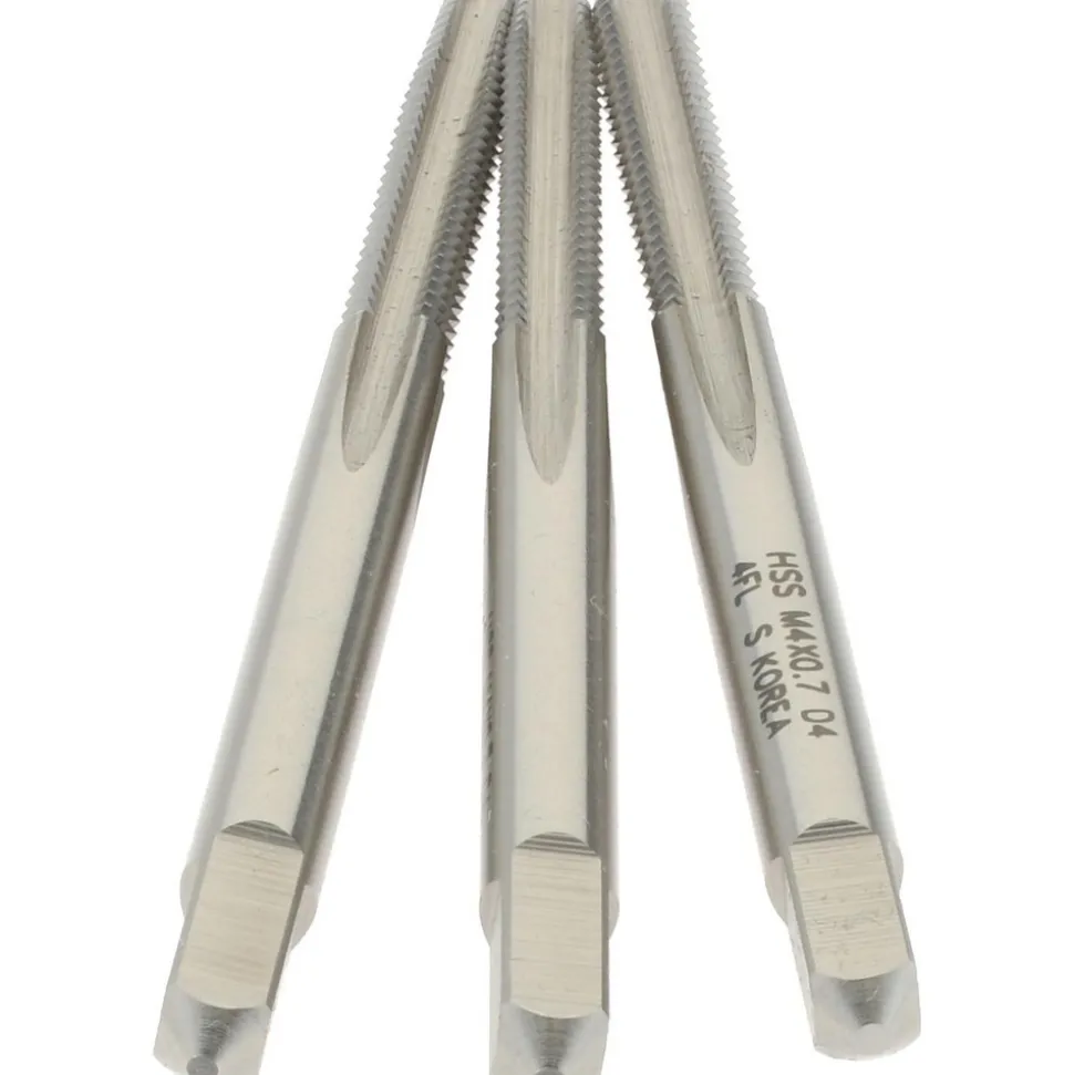Tap Set: Metric Coarse, 4 Flute, High Speed Steel, Bright Finish
