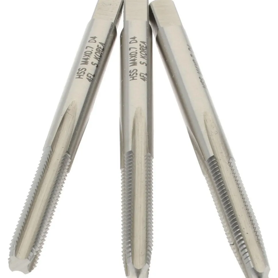 Tap Set: Metric Coarse, 4 Flute, High Speed Steel, Bright Finish