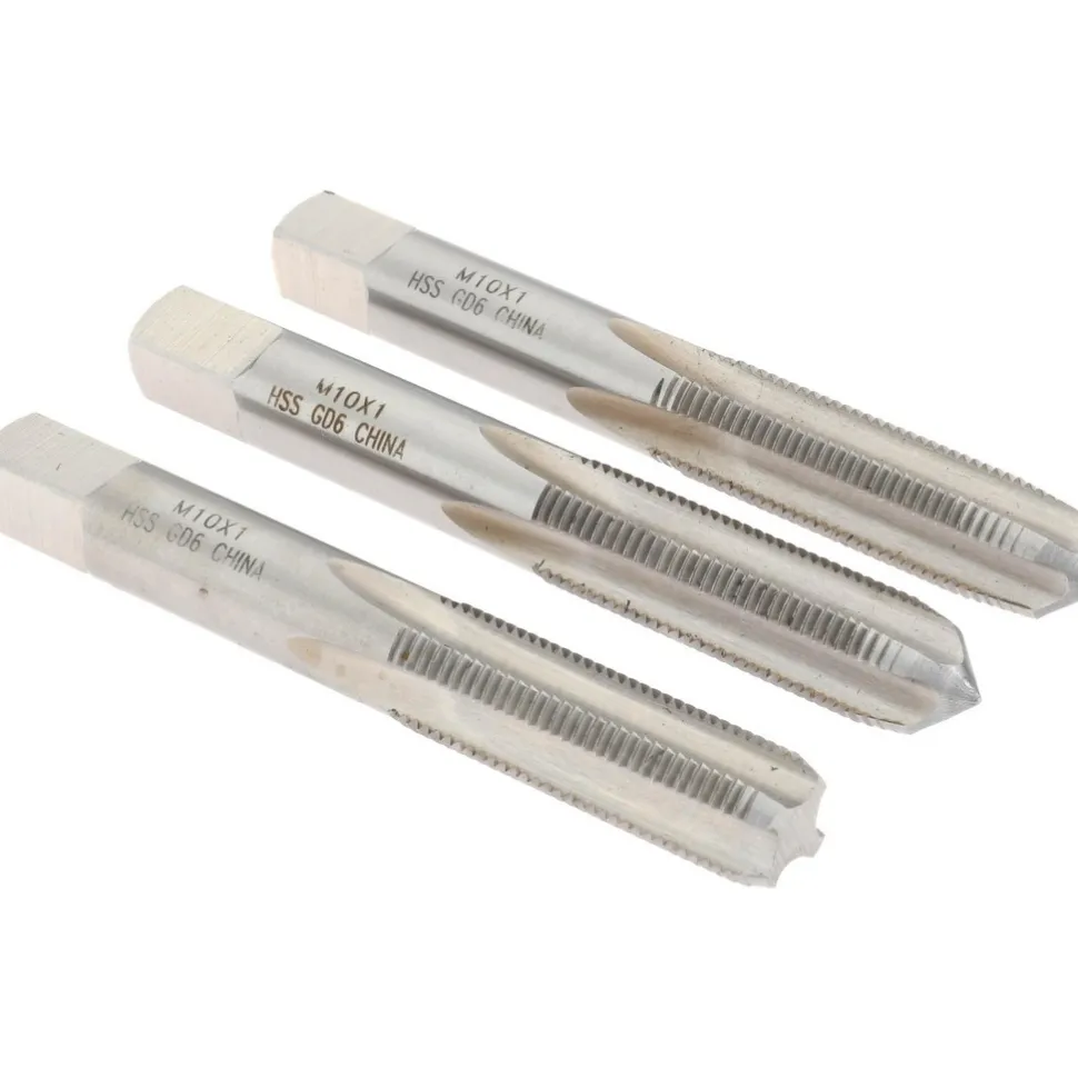 Tap Set: Metric Fine, 4 Flute, High Speed Steel, Bright Finish