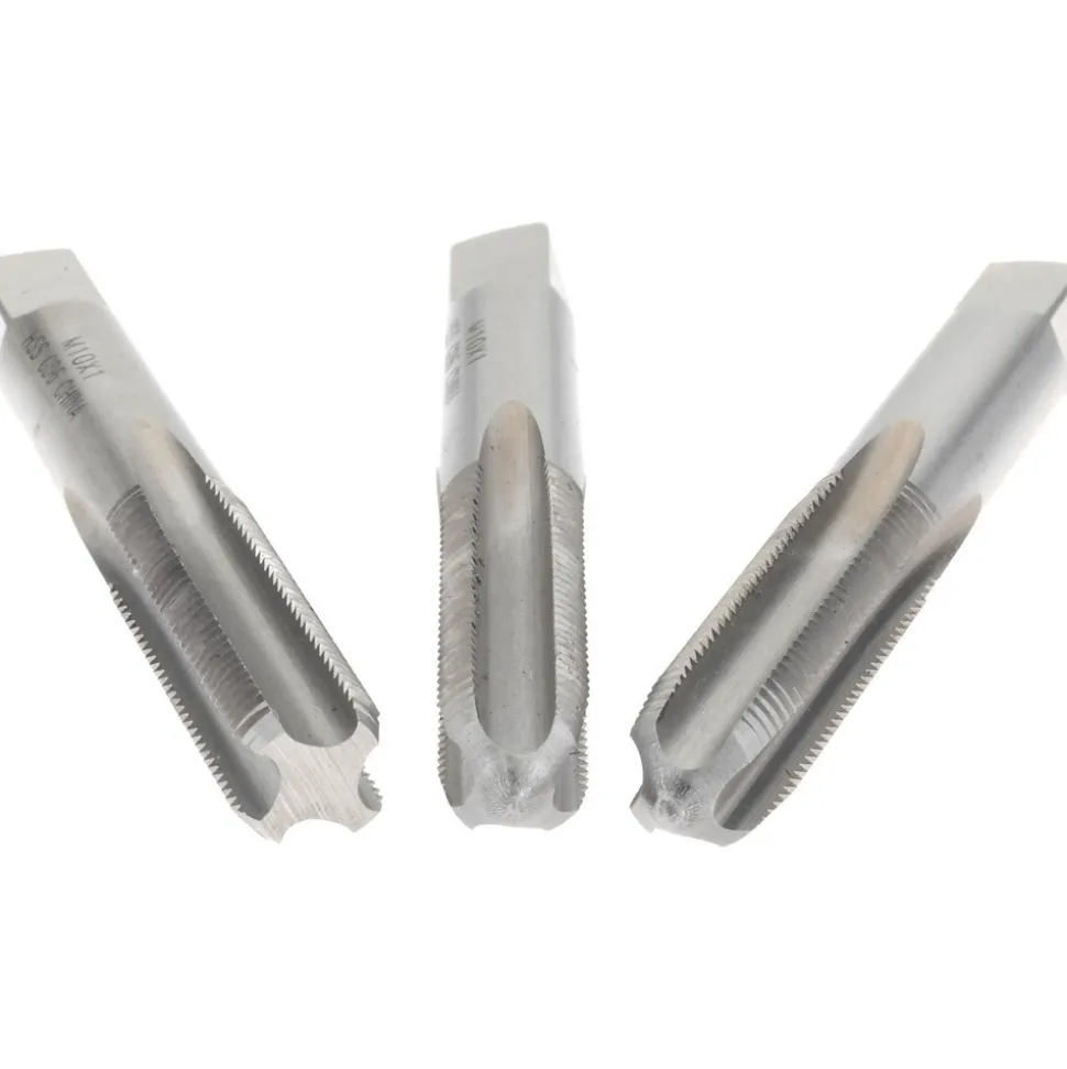 Tap Set: Metric Fine, 4 Flute, High Speed Steel, Bright Finish