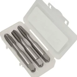 Tap Set: Metric, 4 Flute, Bottoming Plug & Taper, High Speed Steel, Bright Finish
