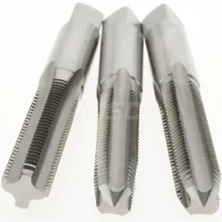 Tap Set: M6 x 1 Metric Coarse, 4 Flute, Bottoming Plug & Taper, High Speed Steel, Bright Finish