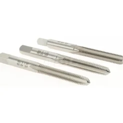 Tap Set: M6 x 1 Metric Coarse, 4 Flute, Bottoming Plug & Taper, High Speed Steel, Bright Finish