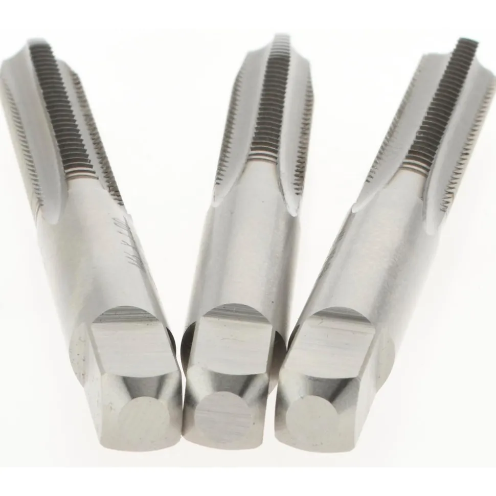 Tap Set: M6 x 1 Metric Coarse, 4 Flute, Bottoming Plug & Taper, High Speed Steel, Bright Finish