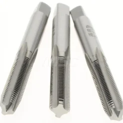 Tap Set: M4 x 0.7 Metric Coarse, 4 Flute, Bottoming Plug & Taper, High Speed Steel, Bright Finish
