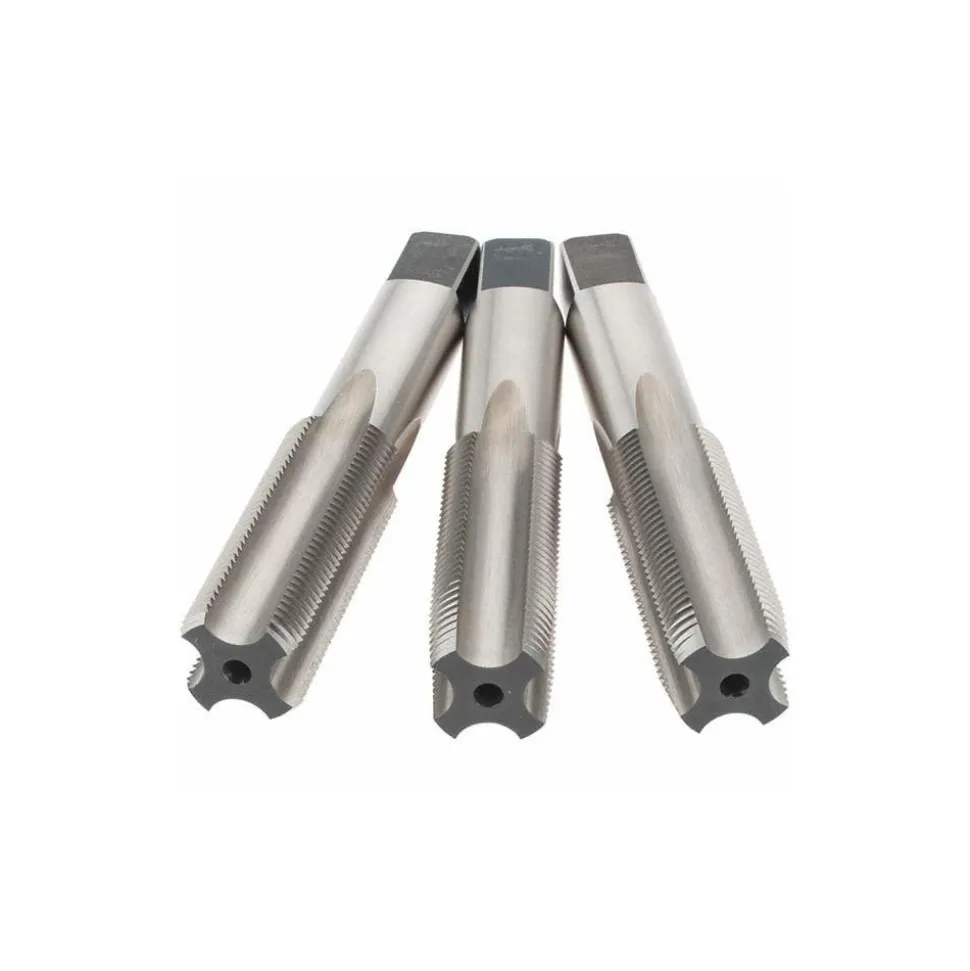 Tap Set: M20 x 1.5 Metric Fine, 4 Flute, Bottoming Plug & Taper, High Speed Steel, Bright Finish