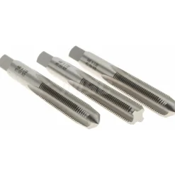 Tap Set: M8 x 1 Metric Fine, 4 Flute, Bottoming Plug & Taper, High Speed Steel, Bright Finish
