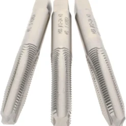 Tap Set: #12-24 UNC, Chamfer (1) Bottom, (1) Plug, (1) Taper, 4 Flute, High Speed Steel, Bright Finish