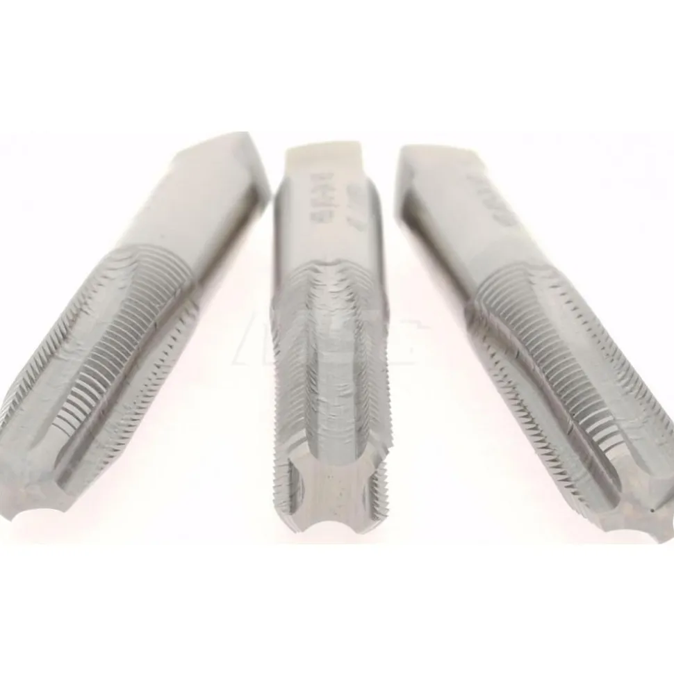 Tap Set: #12-24 UNC, Chamfer (1) Bottom, (1) Plug, (1) Taper, 4 Flute, High Speed Steel, Bright Finish