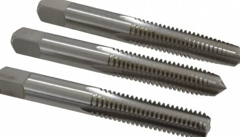 Tap Set: 3/8-16 UNC, 4 Flute, Bottoming Plug & Taper, High Speed Steel, Bright Finish