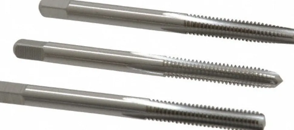 Tap Set: #8-32 UNC, 4 Flute, Bottoming Plug & Taper, High Speed Steel, Bright Finish