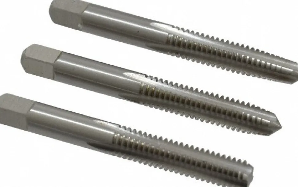 Tap Set: 5/16-18 UNC, 4 Flute, Bottoming Plug & Taper, High Speed Steel, Bright Finish
