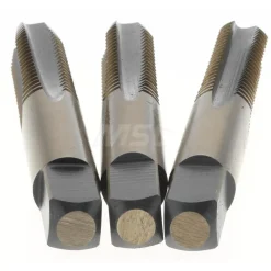 Tap Set: 3/8-16 UNC, 4 Flute, Bottoming Plug & Taper, High Speed Steel, Gold & Oxide Finish