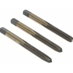 Tap Set: 1/4-20 UNC, 4 Flute, Bottoming Plug & Taper, High Speed Steel, Gold & Oxide Finish