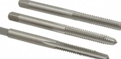 Tap Set: #10-24 UNC, 3 Flute, Bottoming Plug & Taper, High Speed Steel, Bright Finish
