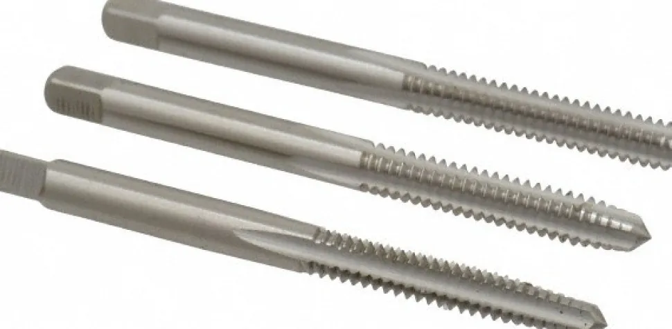 Tap Set: #10-24 UNC, 3 Flute, Bottoming Plug & Taper, High Speed Steel, Bright Finish