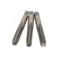 Tap Set: 5/16-18 UNC, 4 Flute, Bottoming Plug & Taper, High Speed Steel, Gold & Oxide Finish