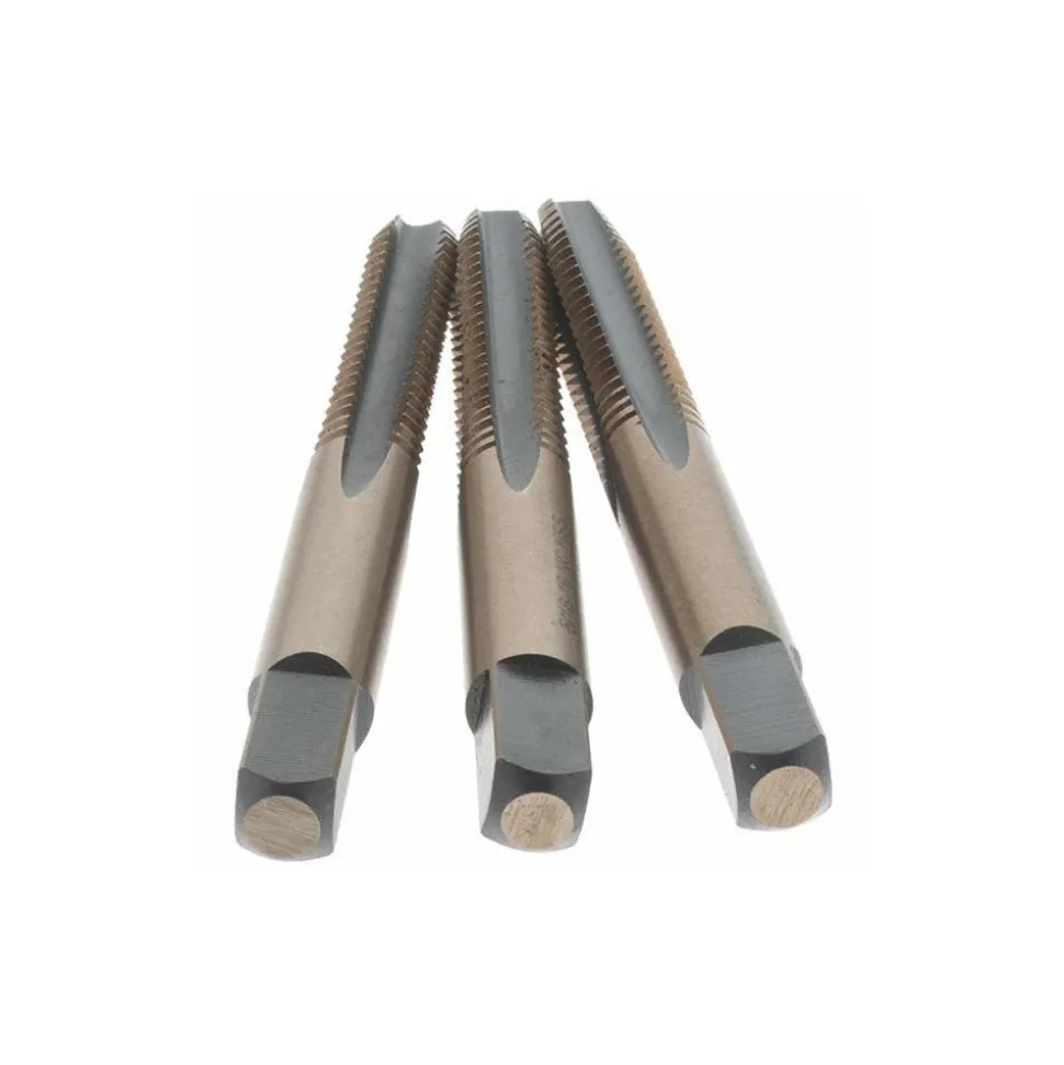 Tap Set: 5/16-18 UNC, 4 Flute, Bottoming Plug & Taper, High Speed Steel, Gold & Oxide Finish