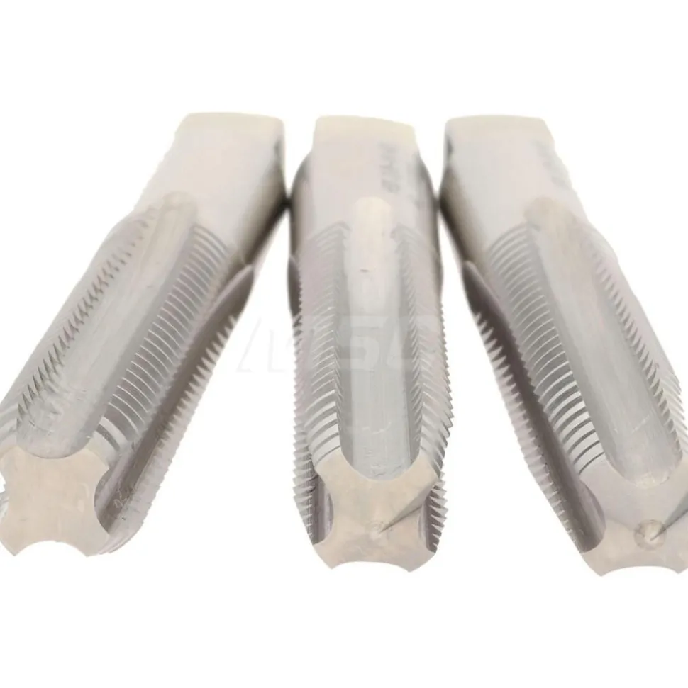 Tap Set: 3/8-16 UNC, 4 Flute, High Speed Steel, Bright Finish