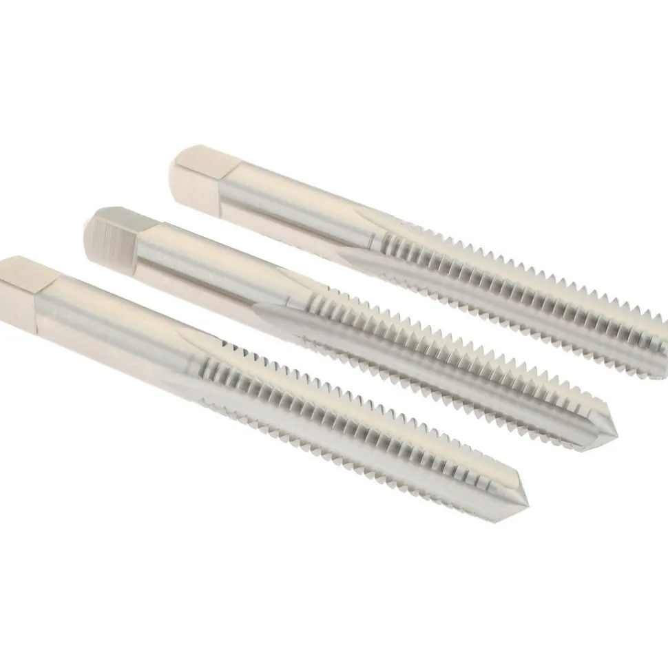 Tap Set: 5/16-18 UNC, 4 Flute, High Speed Steel, Bright Finish