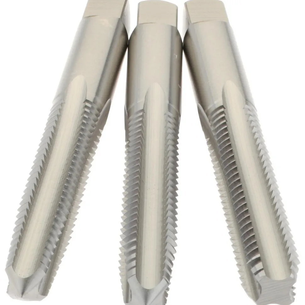Tap Set: 5/16-18 UNC, 4 Flute, High Speed Steel, Bright Finish