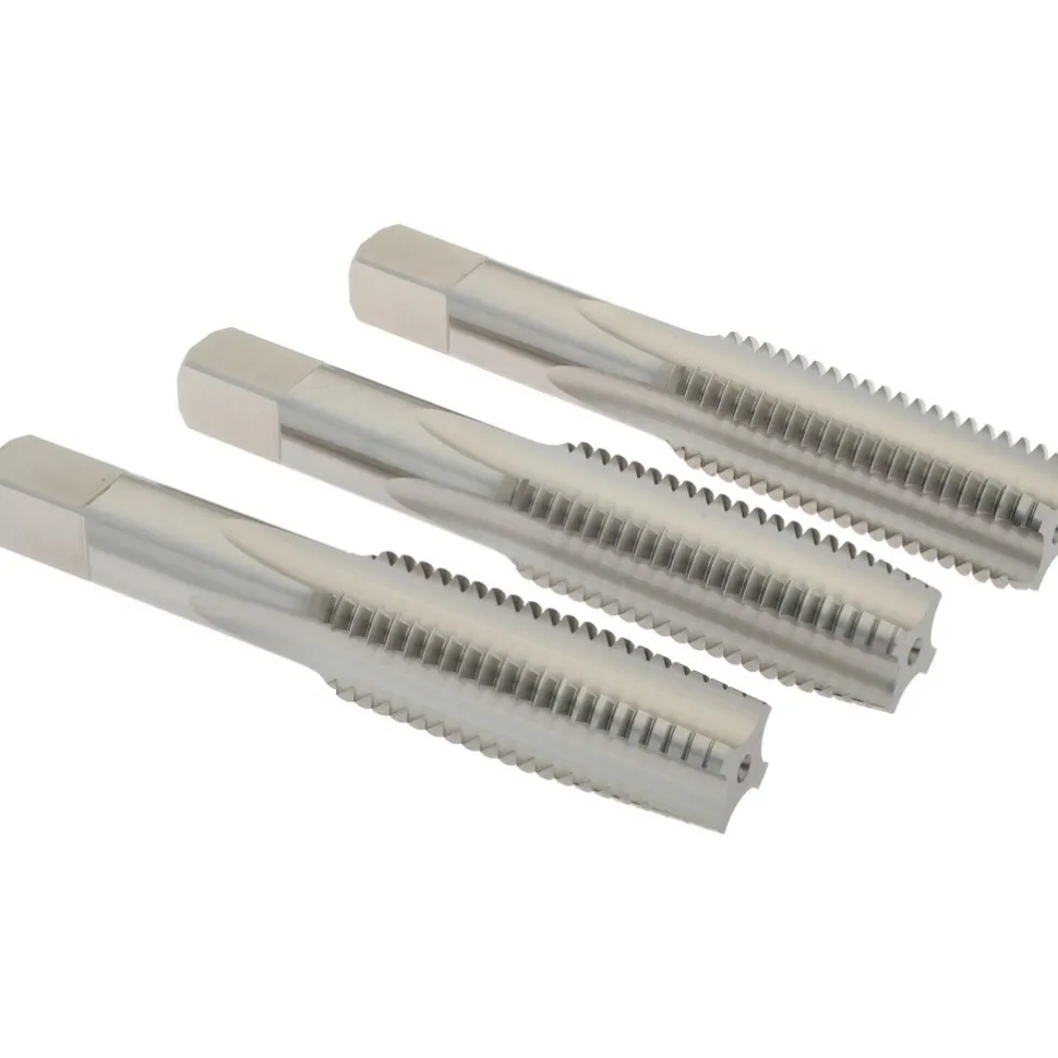 Tap Set: 3/4-10 UNC, 4 Flute, High Speed Steel, Bright Finish