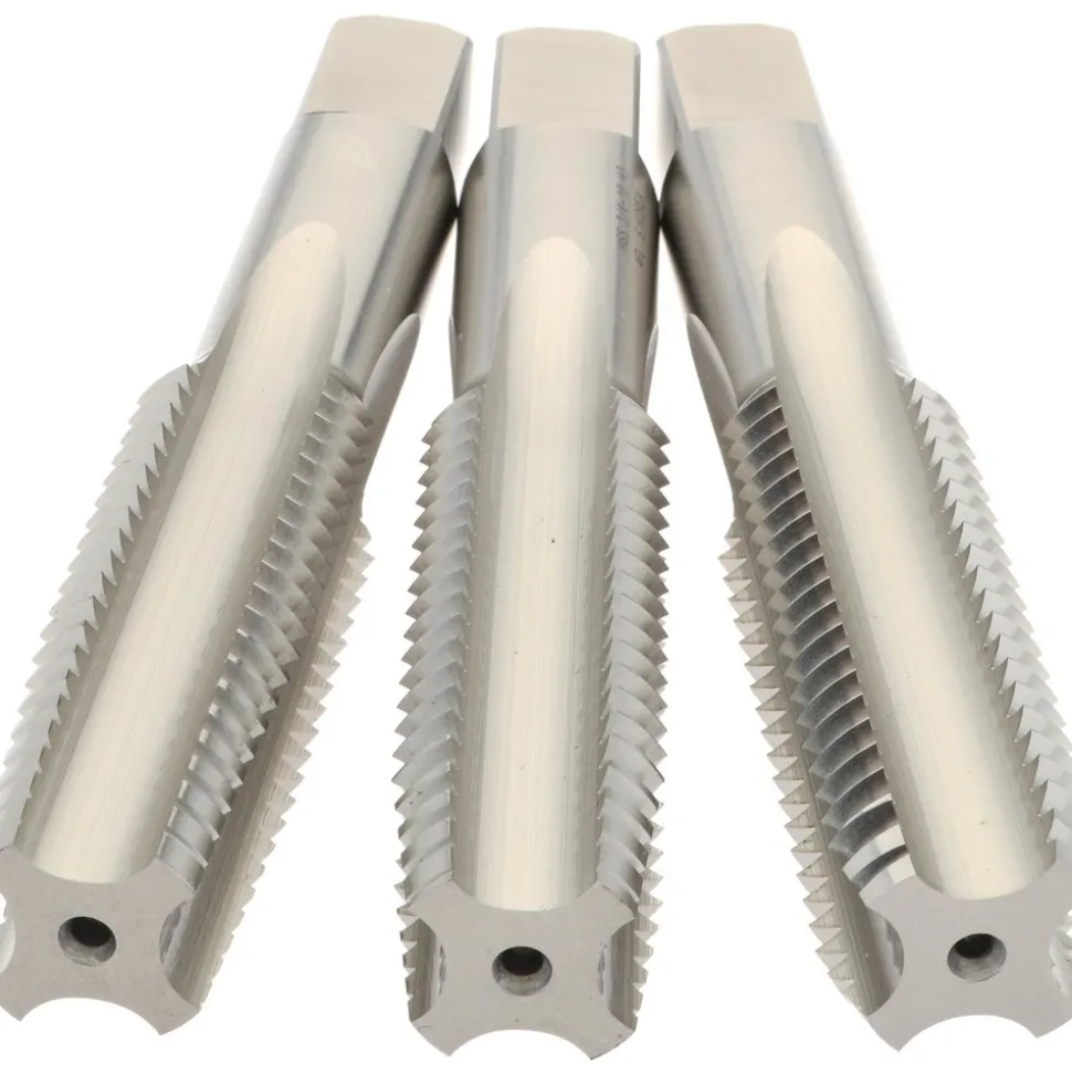 Tap Set: 3/4-10 UNC, 4 Flute, High Speed Steel, Bright Finish
