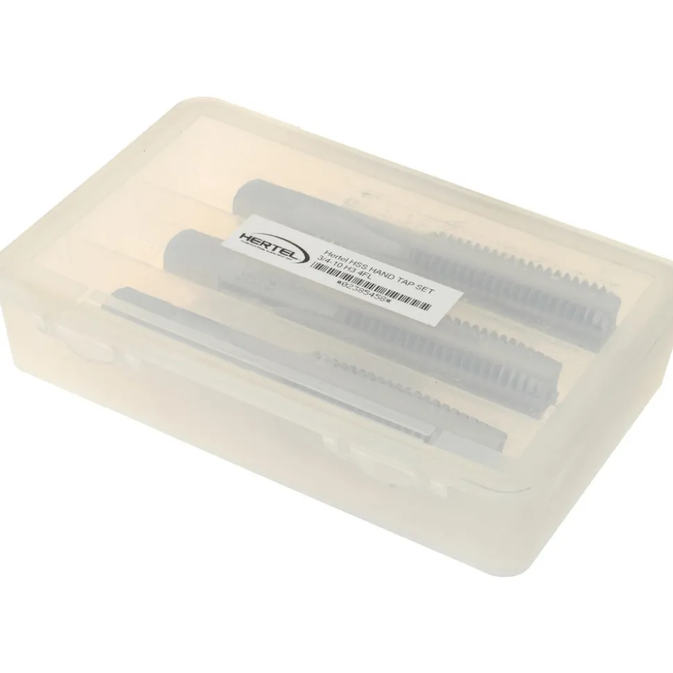 Tap Set: 3/4-10 UNC, 4 Flute, High Speed Steel, Bright Finish