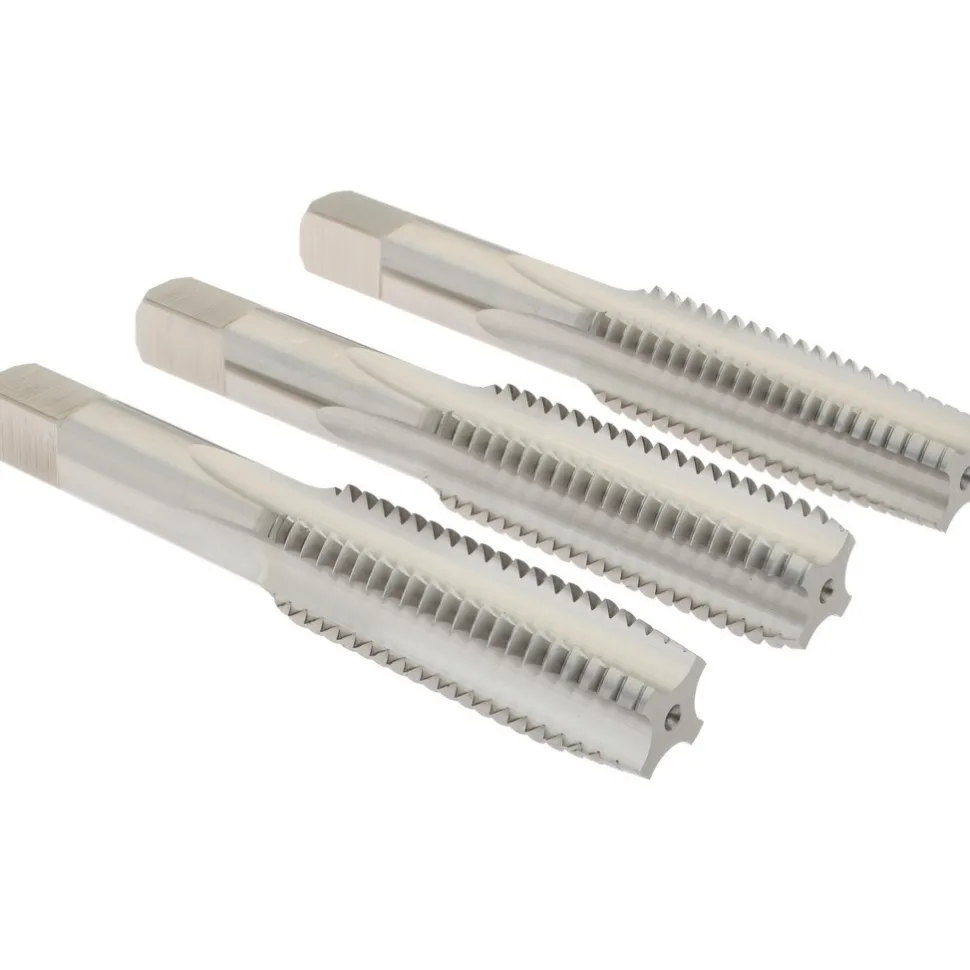 Tap Set: 5/8-11 UNC, 4 Flute, High Speed Steel, Bright Finish
