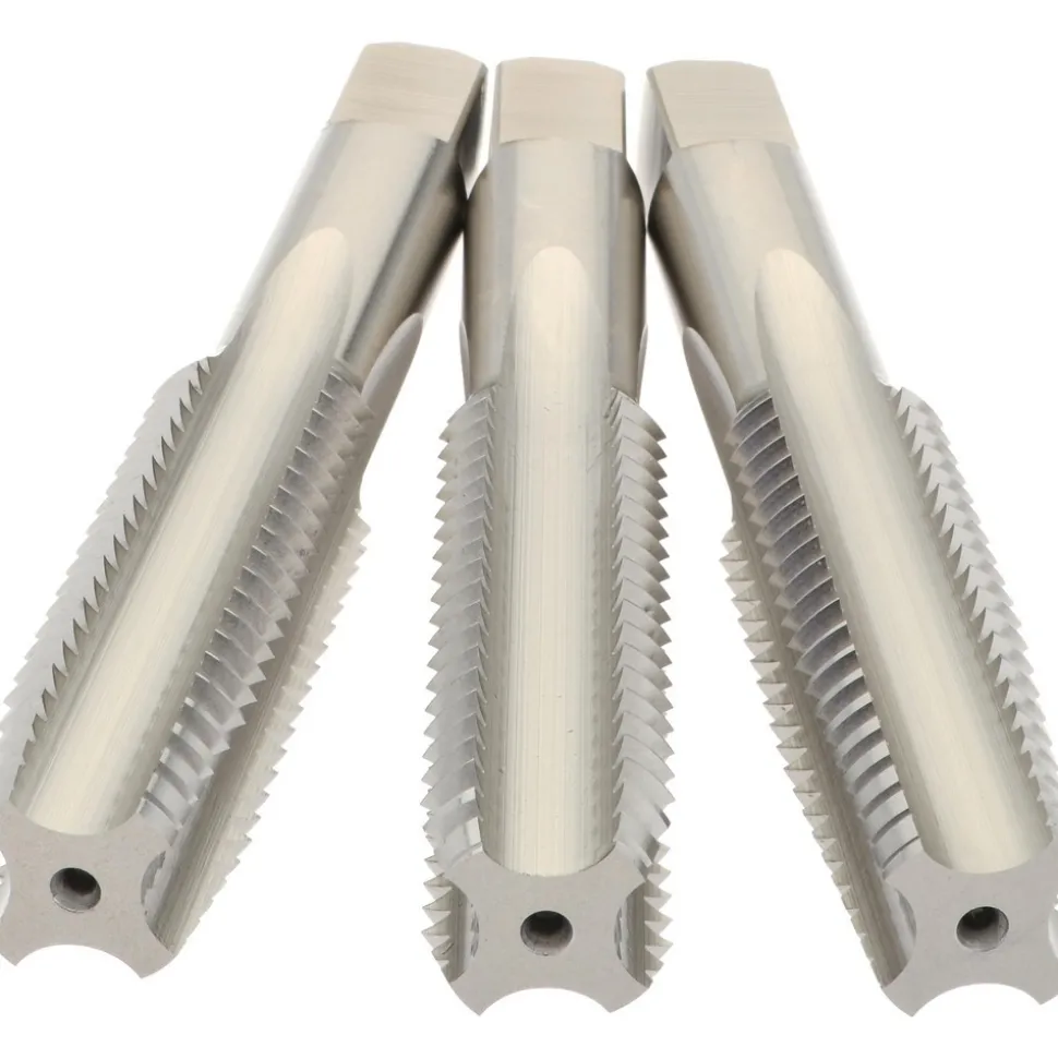 Tap Set: 5/8-11 UNC, 4 Flute, High Speed Steel, Bright Finish