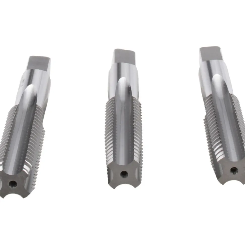 Tap Set: 7/8-9 UNC, 4 Flute, High Speed Steel, Bright Finish