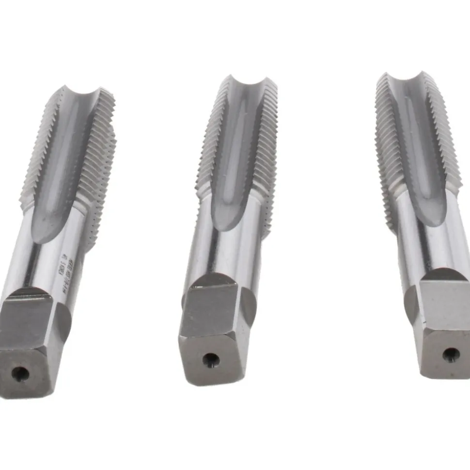 Tap Set: 7/8-9 UNC, 4 Flute, High Speed Steel, Bright Finish