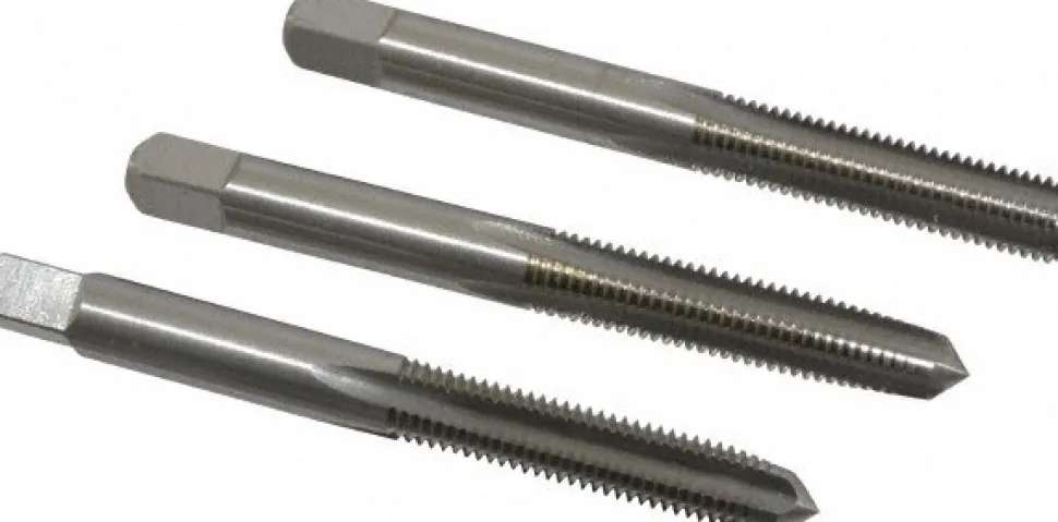 Tap Set: 1/4-28 UNF, 4 Flute, Bottoming Plug & Taper, High Speed Steel, Bright Finish