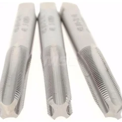 Tap Set: #10-32 UNF, 4 Flute, High Speed Steel, Bright Finish