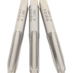 Tap Set: #10-32 UNF, 4 Flute, High Speed Steel, Bright Finish