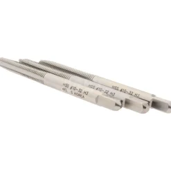 Tap Set: #10-32 UNF, 4 Flute, High Speed Steel, Bright Finish
