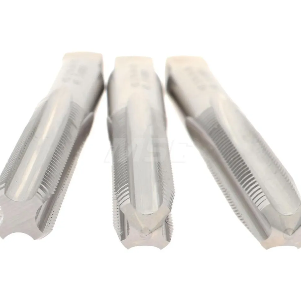 Tap Set: 5/16-24 UNF, 4 Flute, High Speed Steel, Bright Finish