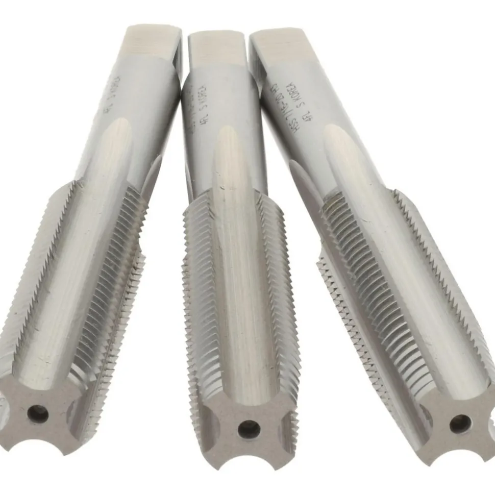 Tap Set: 7/16-20 UNF, 4 Flute, High Speed Steel, Bright Finish