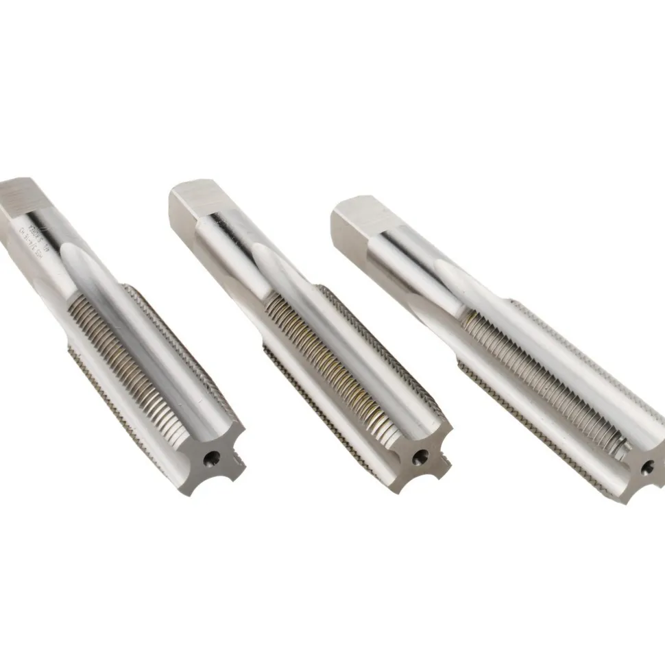 Tap Set: 3/4-16 UNF, 4 Flute, High Speed Steel, Bright Finish