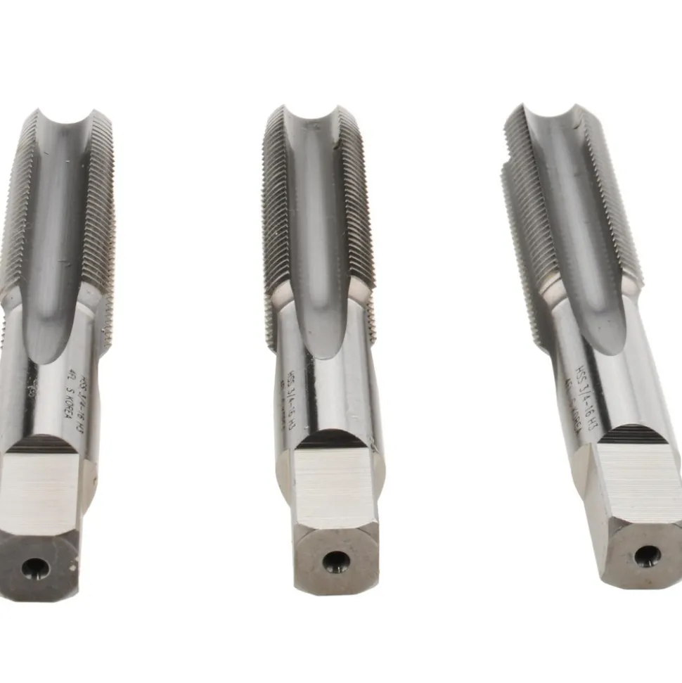 Tap Set: 3/4-16 UNF, 4 Flute, High Speed Steel, Bright Finish
