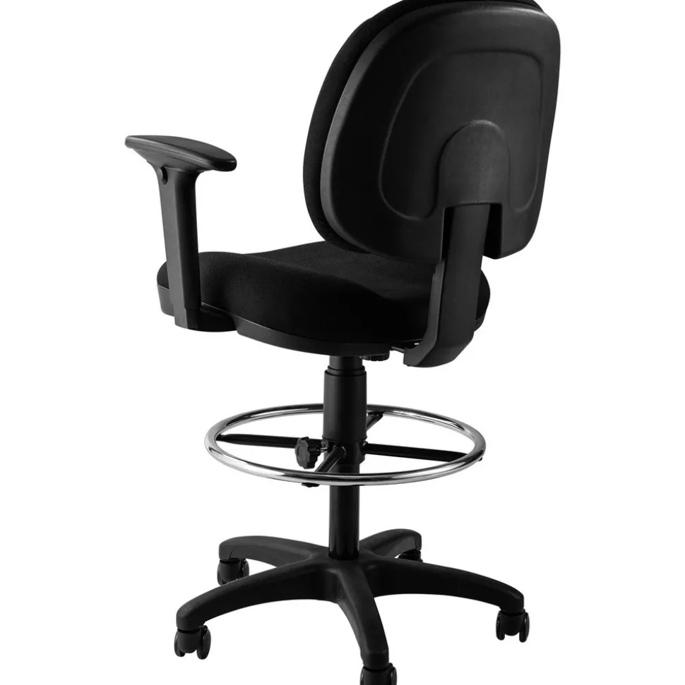 Task Chair: Fabric, 25-1/2 to 35-1/2" Seat Height, Black, Adjustable Height