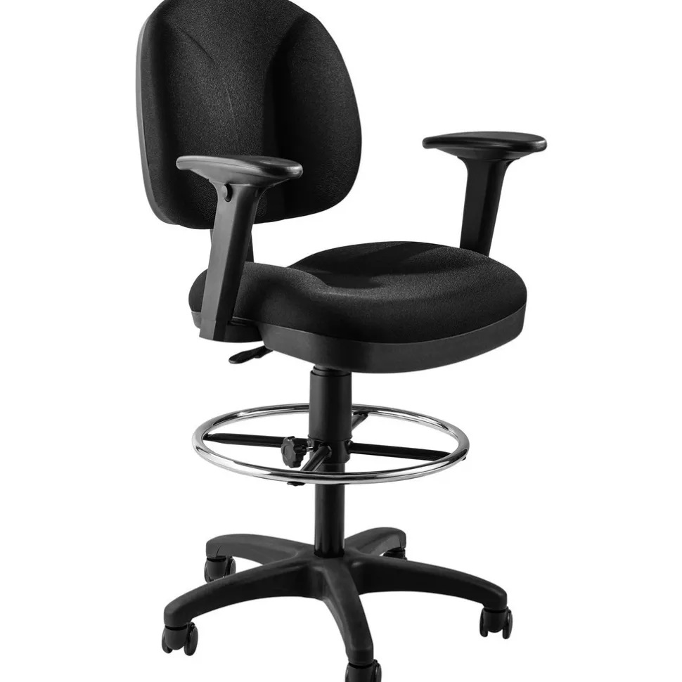 Task Chair: Fabric, 25-1/2 to 35-1/2" Seat Height, Black, Adjustable Height