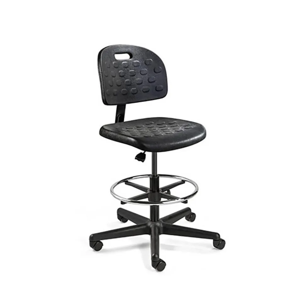 Task Chair: Polyurethane, 16 to 21" Seat Height, Black, Adjustable Height