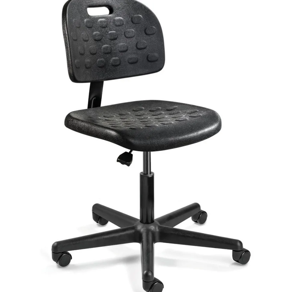Task Chair: Polyurethane, 16 to 21" Seat Height, Black, Adjustable Height