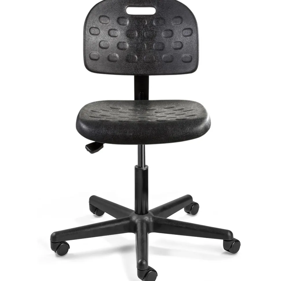 Task Chair: Polyurethane, 16 to 21" Seat Height, Black, Adjustable Height