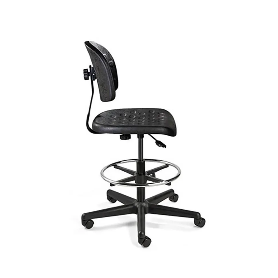 Task Chair: Polyurethane, 16 to 21" Seat Height, Black, Adjustable Height