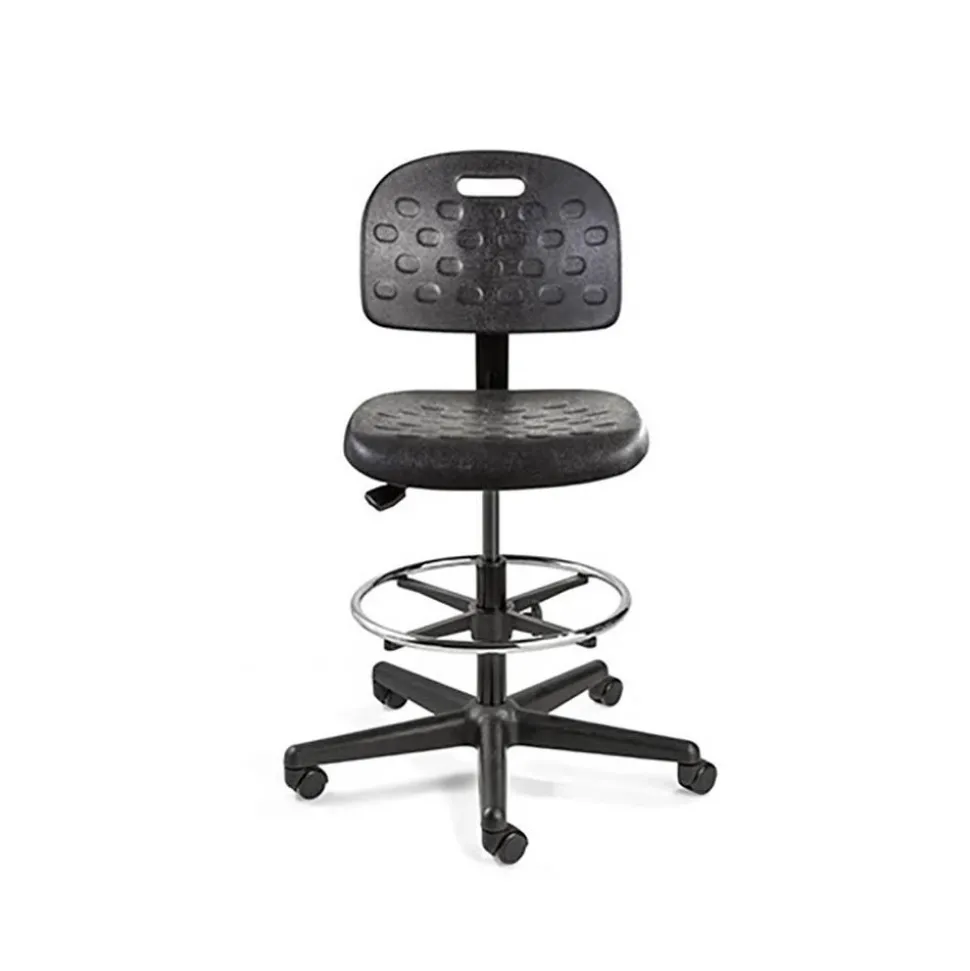 Task Chair: Polyurethane, 16 to 21" Seat Height, Black, Adjustable Height