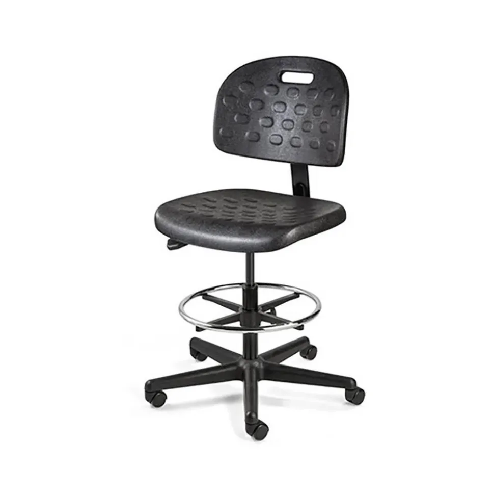 Task Chair: Polyurethane, 16 to 21" Seat Height, Black, Adjustable Height
