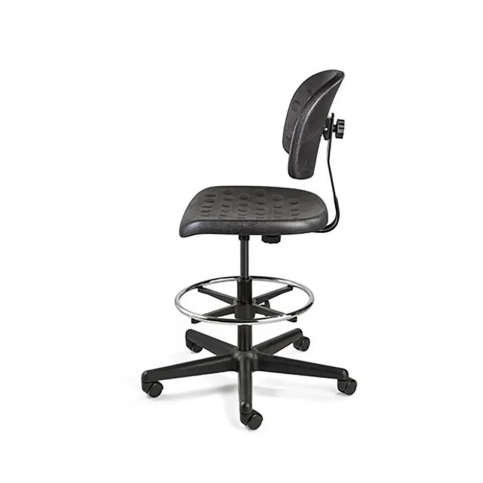 Task Chair: Polyurethane, 16 to 21" Seat Height, Black, Adjustable Height
